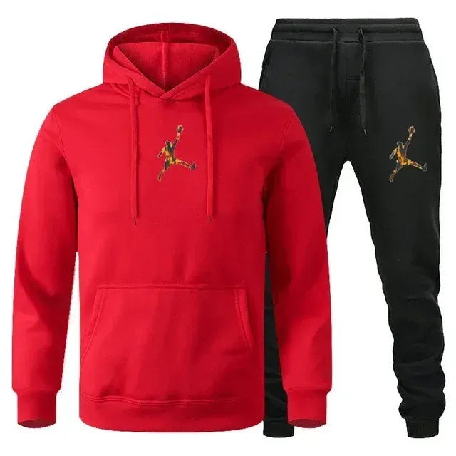 Men's Colour-Block Hoodie & Sweatpants Set