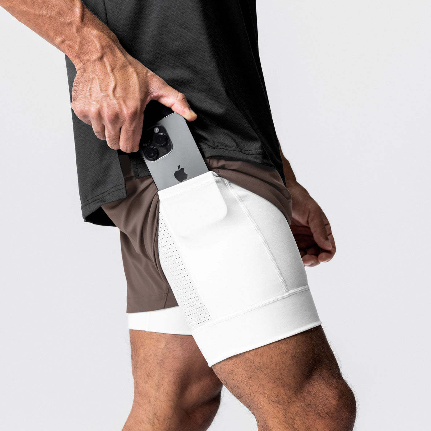Men's Quick-Dry Double-Layer Basketball & Training Shorts — Stretch Nylon Fitness Shorts
