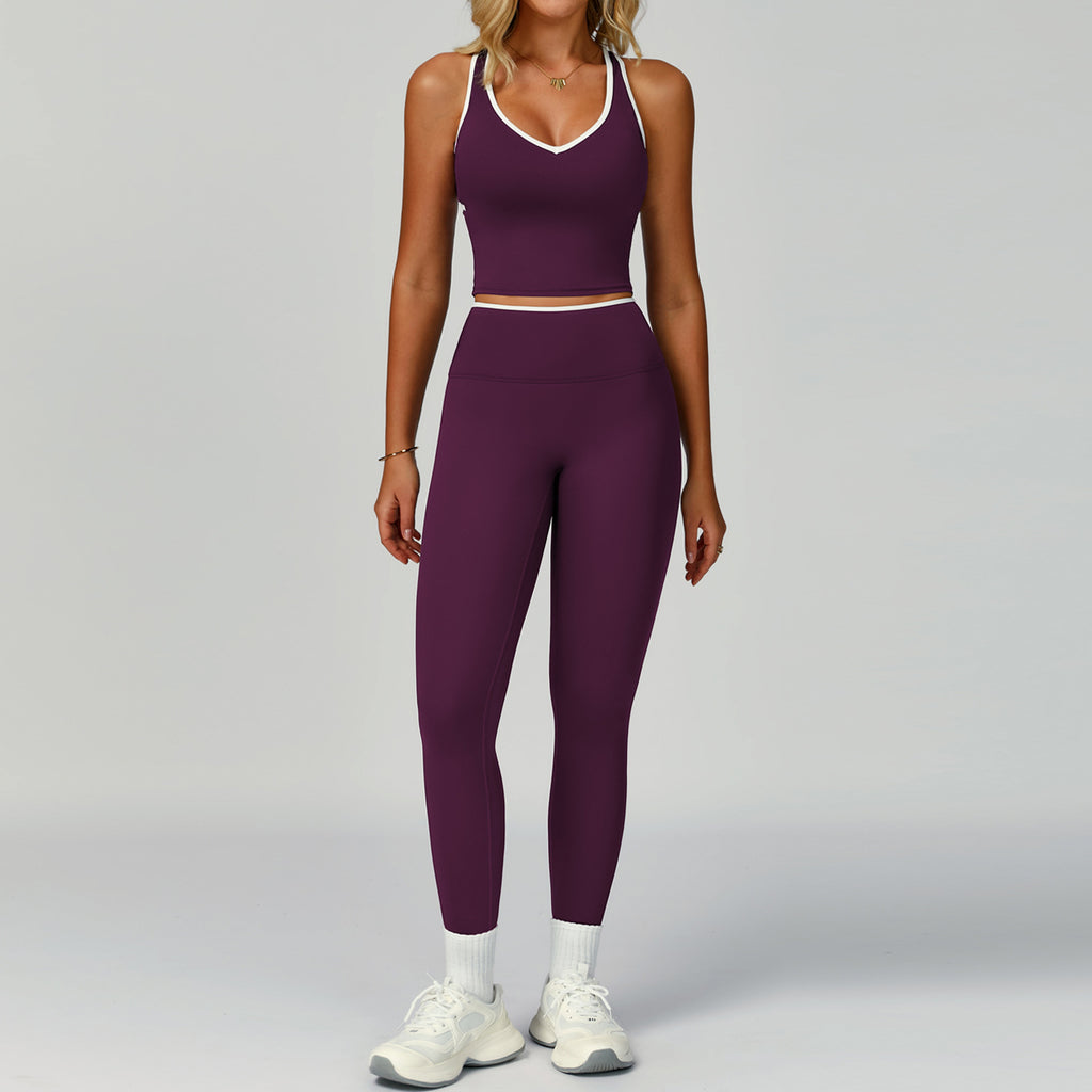 Women's Backless Yoga Fitness 2-Piece Set — Nylon Spandex Sports Bra & Bottoms