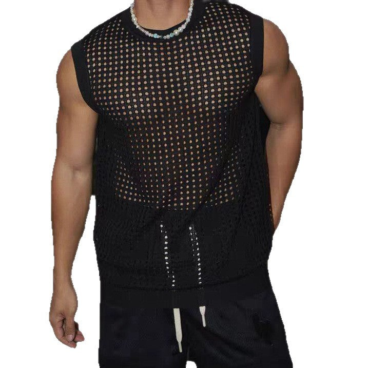 Men's Sleeveless Mesh Fitness Camisole Top