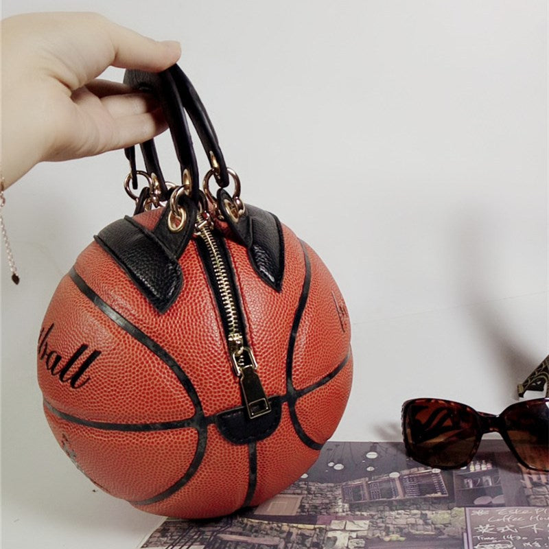 Women's Round Basketball Crossbody Bag – PU Leather Novelty Messenger Bag