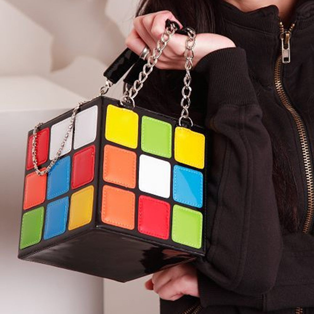 Cubic Box Chain Tote Bag