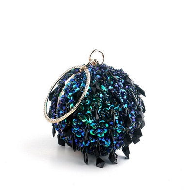 Crystal Ball Tassel Evening Clutch
