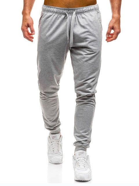 Men's Elastic Waist Fitness Joggers — Casual Solid Colour Workout Sweatpants