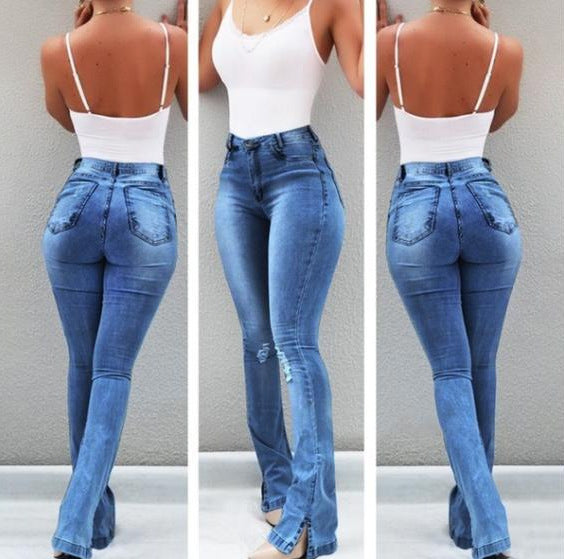 Women's High Waist Stretch Flare Jeans