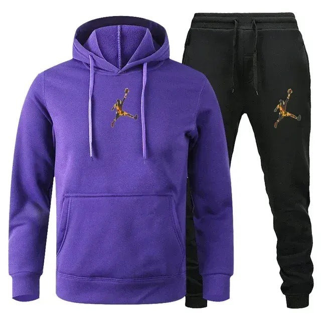 Men's Colour-Block Hoodie & Sweatpants Set