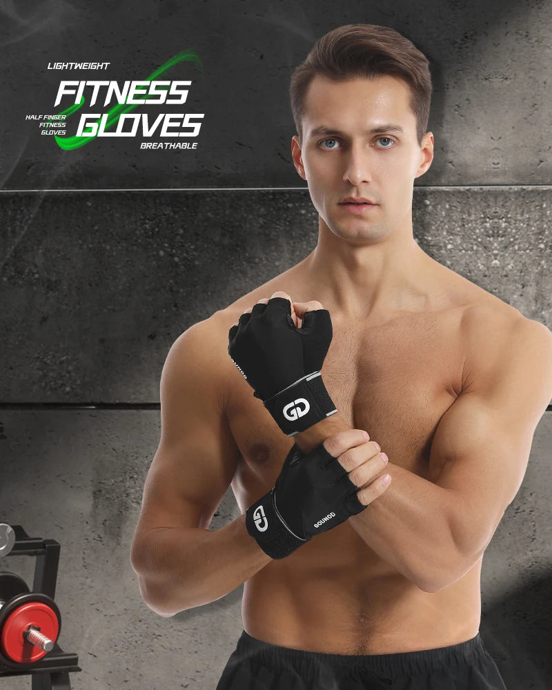 Half Finger Fitness Gloves with Wrist Straps