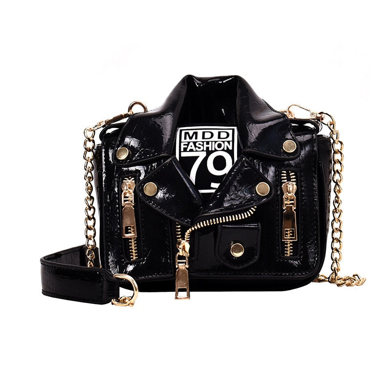 Women's Rivet Chain Motorcycle Shoulder Bag – Leather Messenger Bag