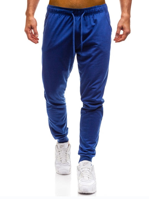 Men's Elastic Waist Fitness Joggers — Casual Solid Colour Workout Sweatpants