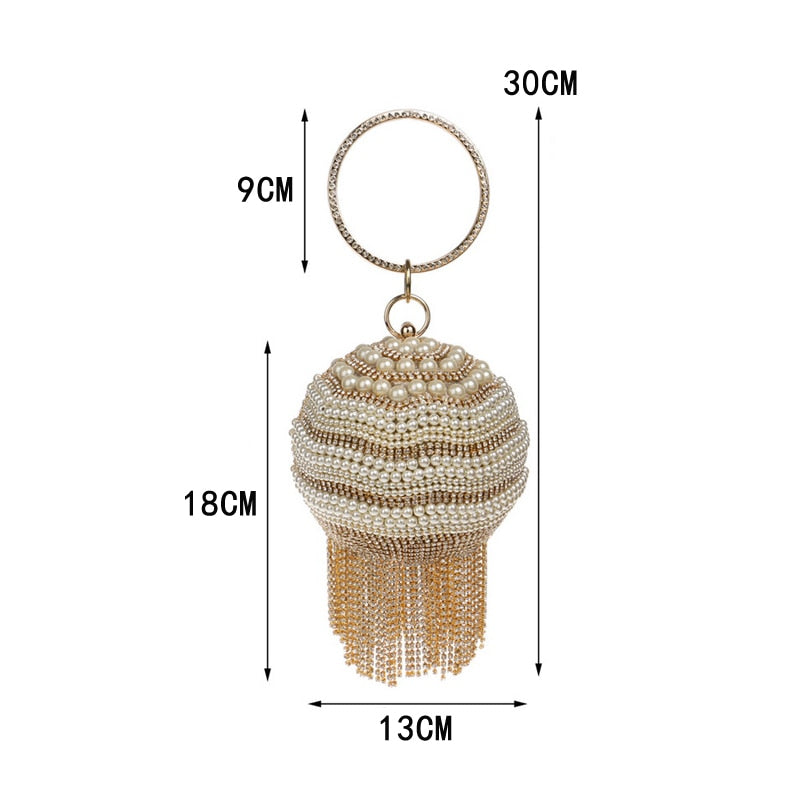 Crystal Ball Tassel Evening Clutch
