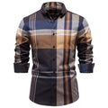 Men's Plaid Stripe Long Sleeve Button-Up Shirt – Cotton Casual Fit