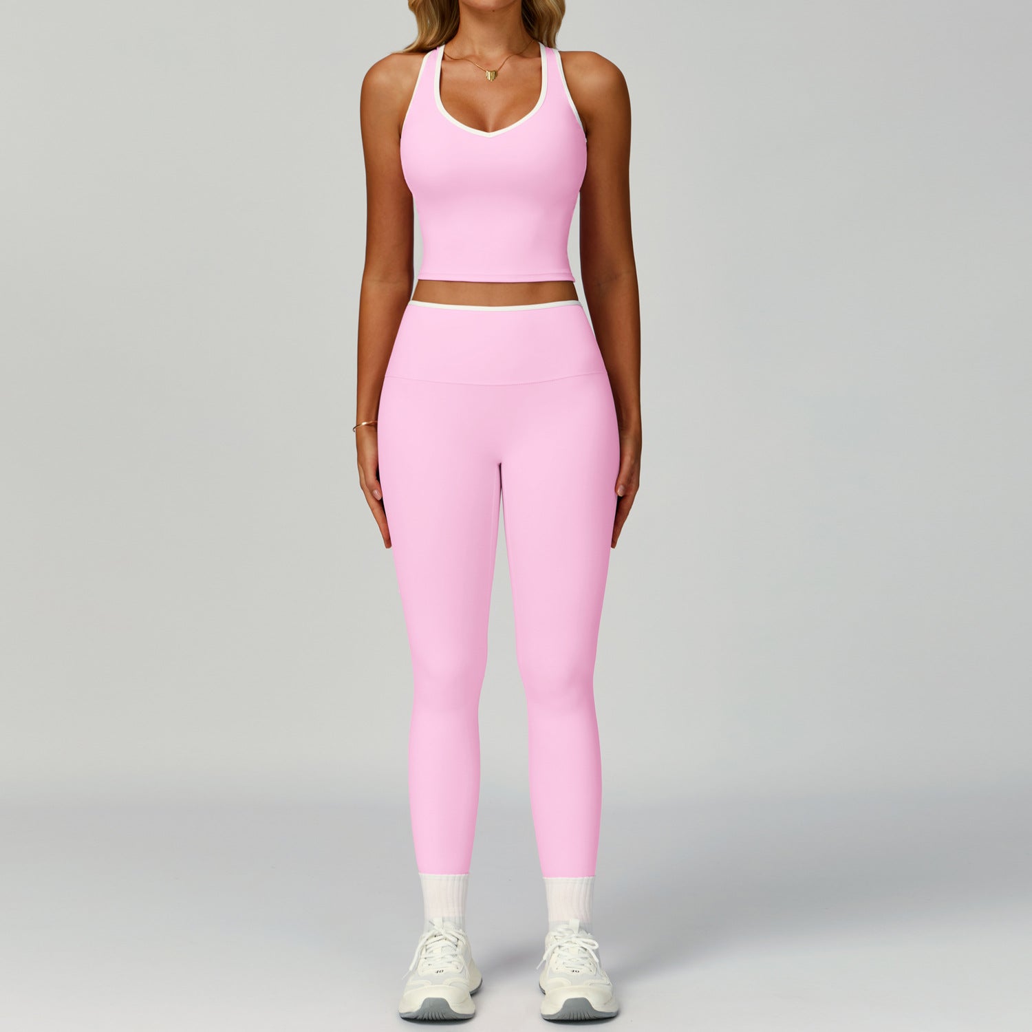 Women's Backless Yoga Fitness 2-Piece Set — Nylon Spandex Sports Bra & Bottoms