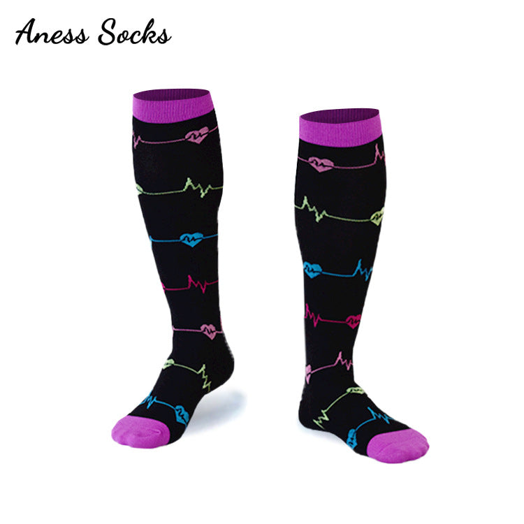 Unisex Patterned Graduated Compression Socks 15-25mmHg – Fun Print Long Tube Sport Socks