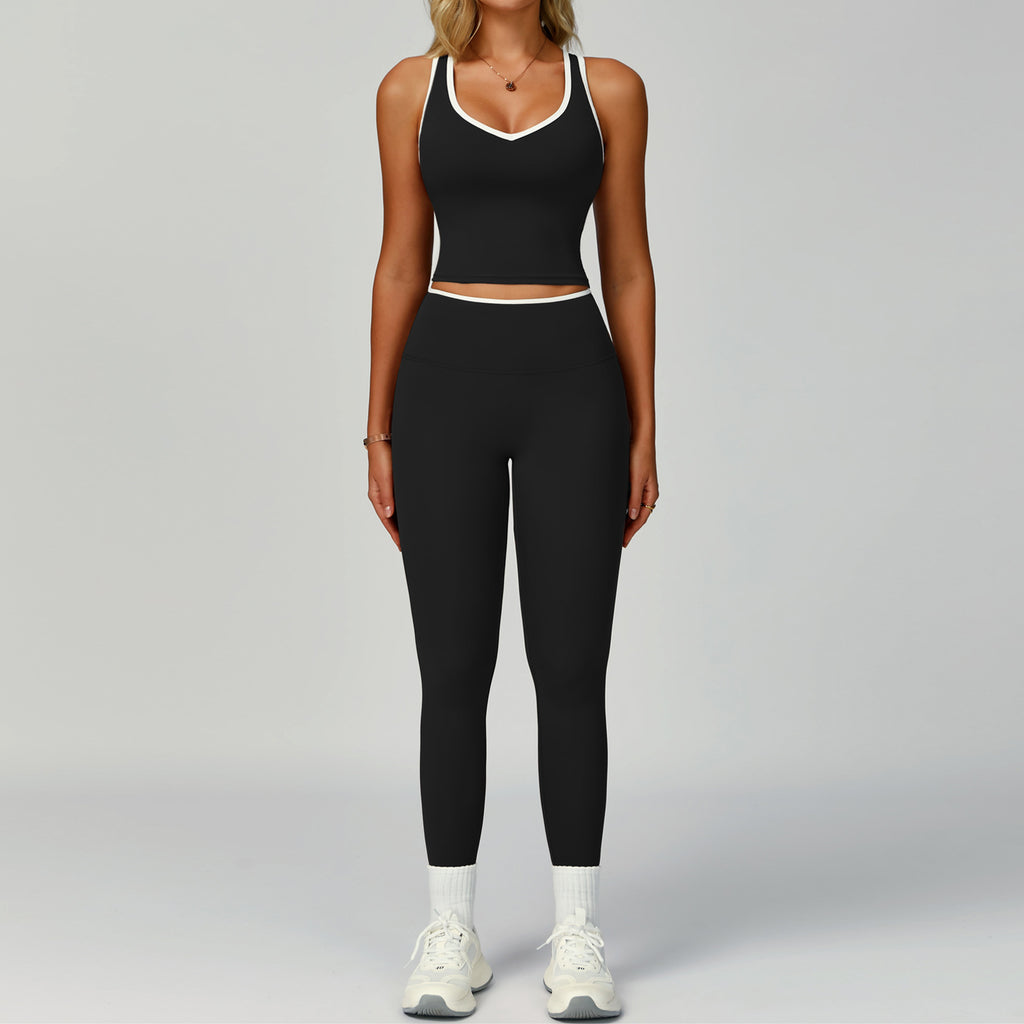 Women's Backless Yoga Fitness 2-Piece Set — Nylon Spandex Sports Bra & Bottoms