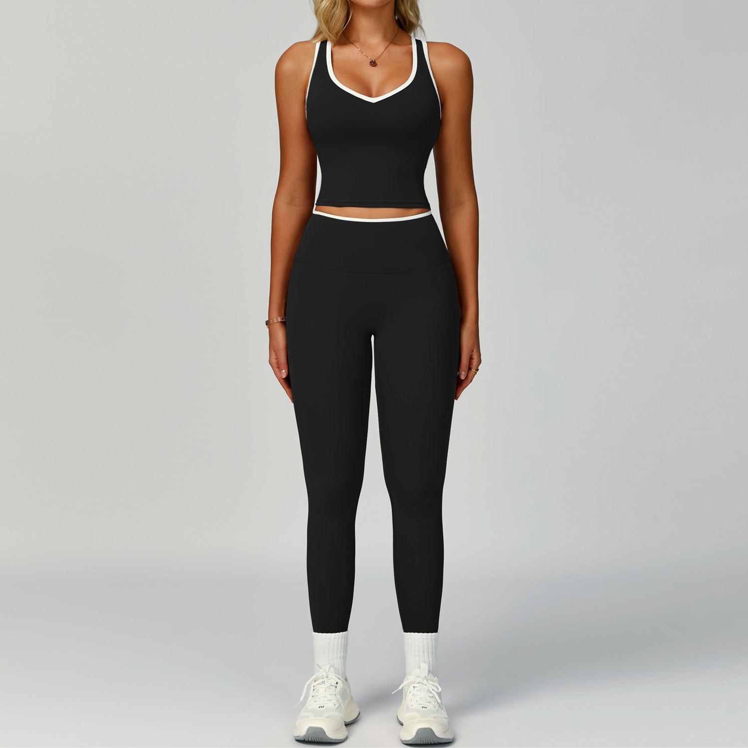 Women's Backless Yoga Fitness 2-Piece Set — Nylon Spandex Sports Bra & Bottoms