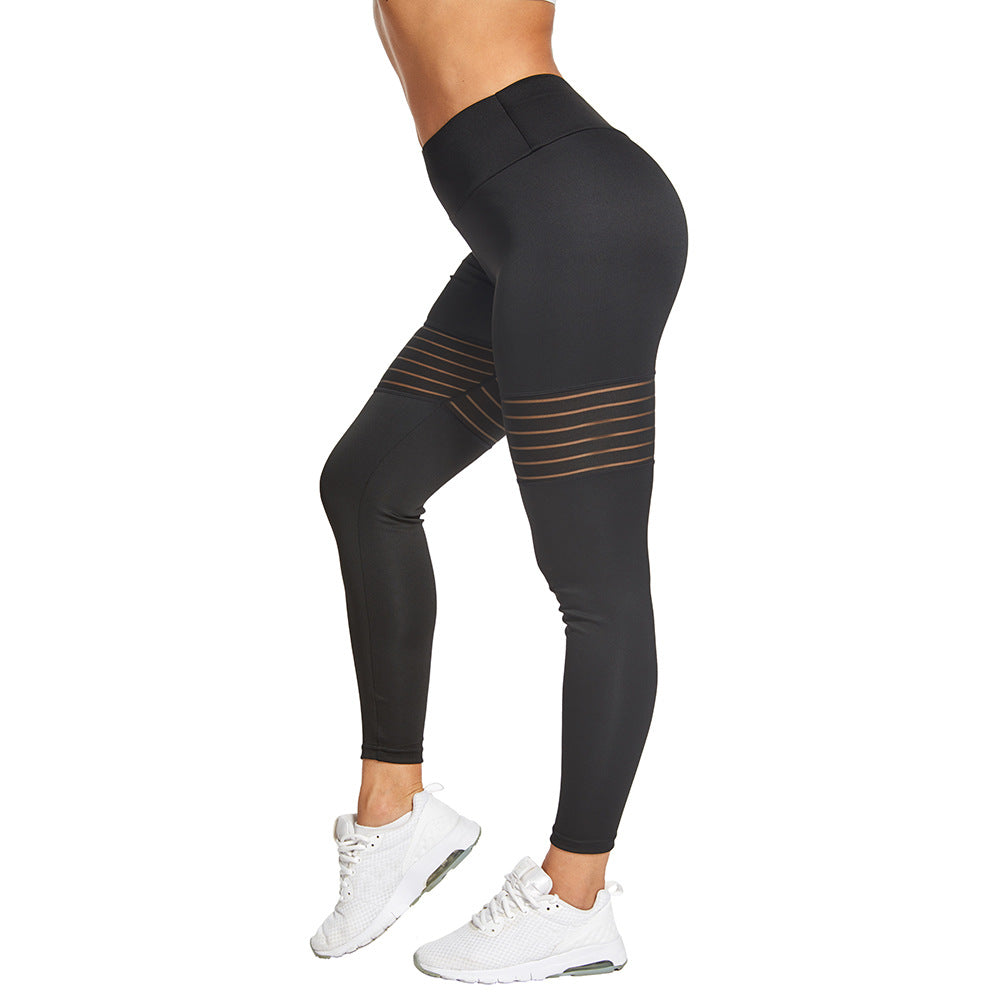 Women's Mesh Splicing Pleated Yoga Pants — Breathable Fitness Leggings