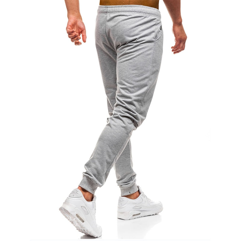 Men's Elastic Waist Fitness Joggers — Casual Solid Colour Workout Sweatpants