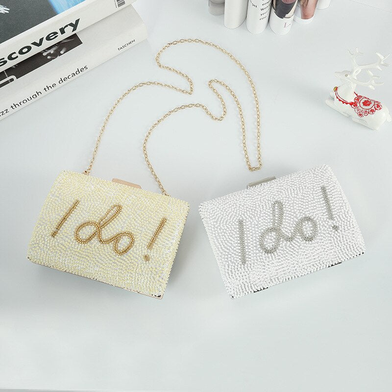 "I Do" Bridal Pearl Clutch