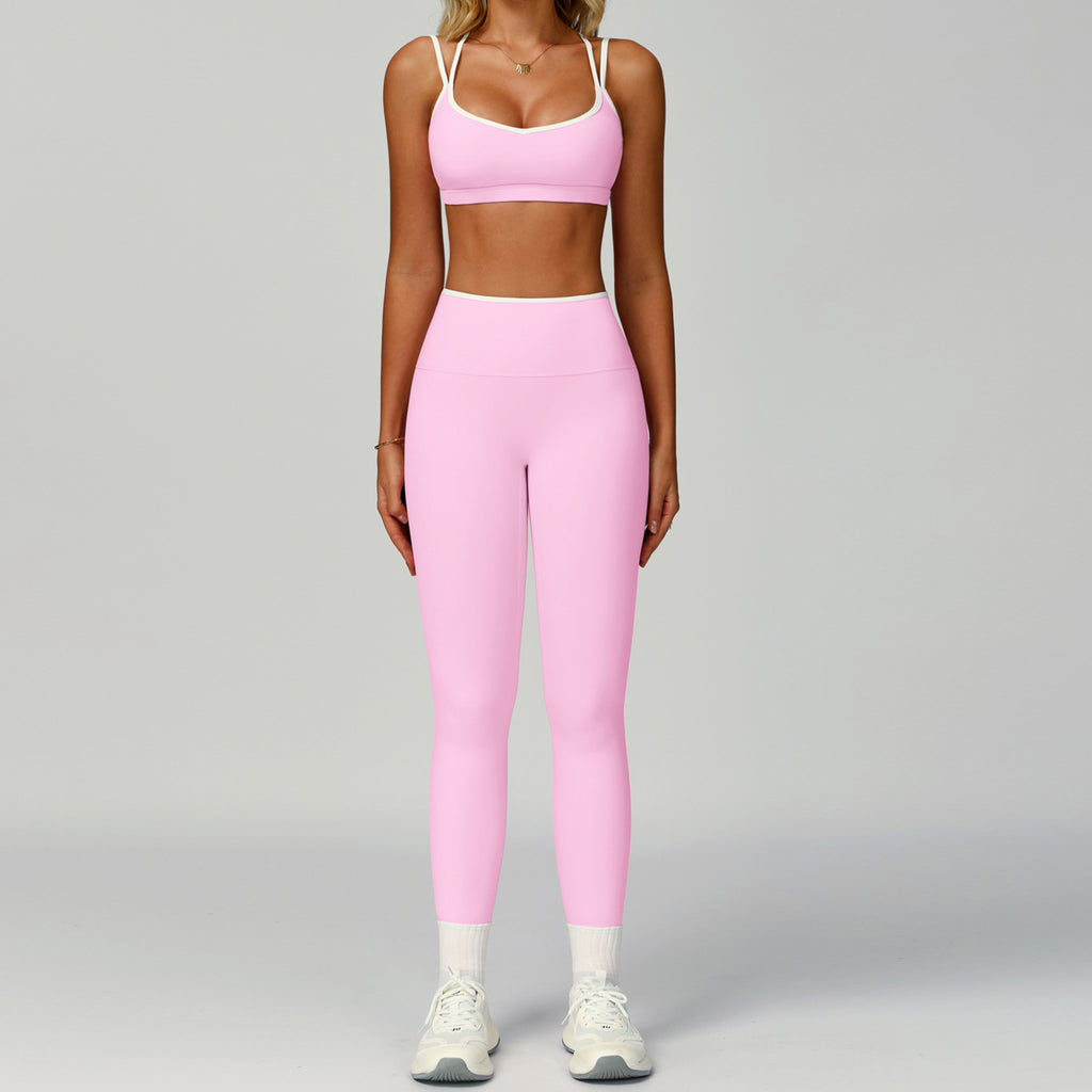 Women's Backless Yoga Fitness 2-Piece Set — Nylon Spandex Sports Bra & Bottoms