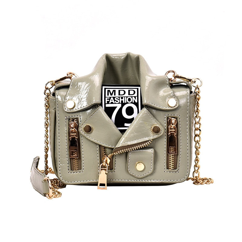 Women's Rivet Chain Motorcycle Shoulder Bag – Leather Messenger Bag