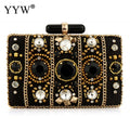 Black Satin Rhinestone Box Clutch