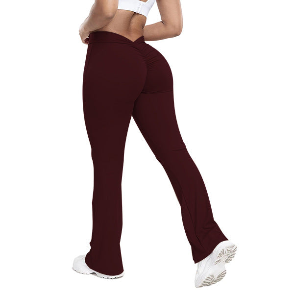 Women's High Waist Hip-Lift Trumpet Flare Pants — Yoga & Wide Leg Fitness Trousers