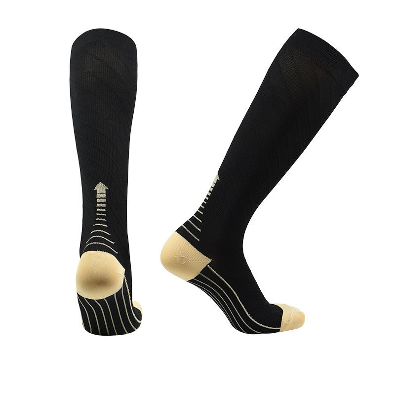 Unisex High Calf Compression Running Socks – Sweat-Wicking Nylon Sports Socks for Cycling & Marathon