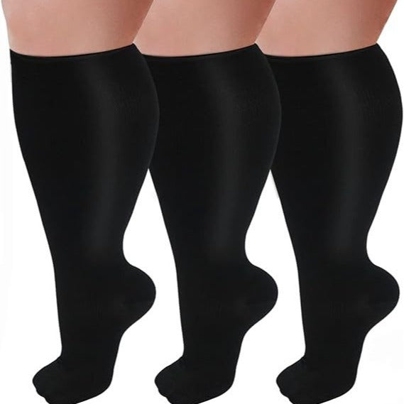 Plus-Size High Calf Compression Socks – Wide Calf Anti-Slip Nylon Pressure Socks 2XL–7XL