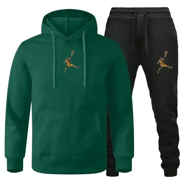 Men's Colour-Block Hoodie & Sweatpants Set