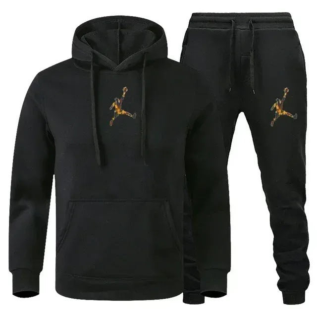 Men's Colour-Block Hoodie & Sweatpants Set