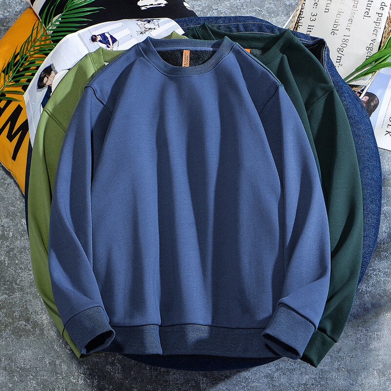 Men's Casual Cotton Fleece Round Neck Hoodie Sweatshirt – 14 Colours up to 5XL