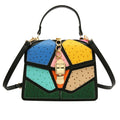 Women's PU Colour Block Small Square Crossbody Bag