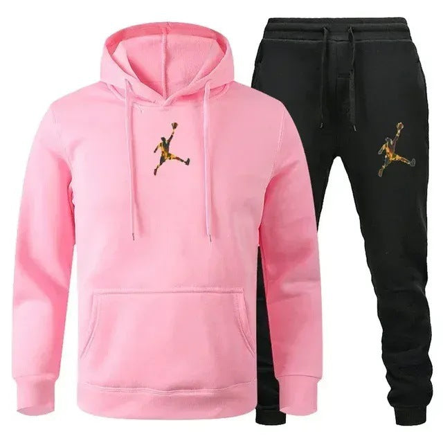 Men's Colour-Block Hoodie & Sweatpants Set