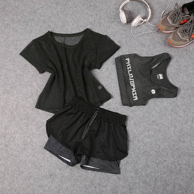 Women's 3-Piece Yoga Fitness Sportswear Set