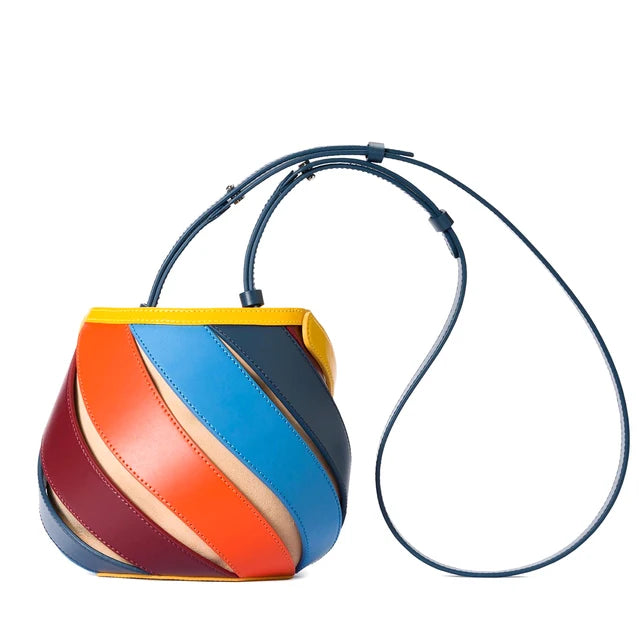 Colorful Stripe PU Leather Crossbody Bag