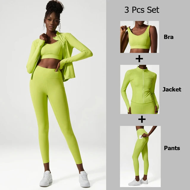 Women's Quick-Dry Fitness Suit — Zip Jacket & Leggings Set (Plus Size)