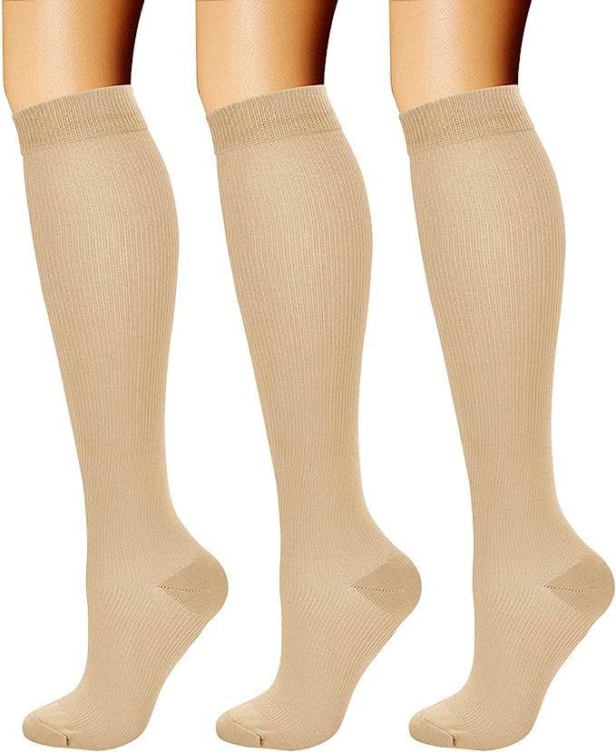 Sports Compression Socks – Long Tube Calf Socks for Running, Cycling & Skipping Rope (3 Double Pack)