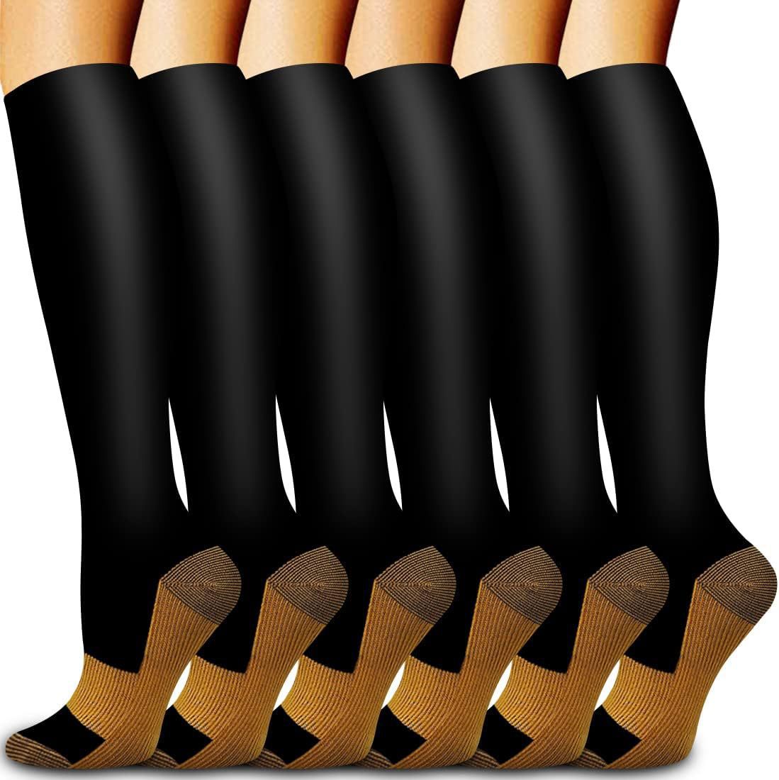 Long Tube Compression Socks 6-Pack – Men & Women Sports, Cycling & Yoga