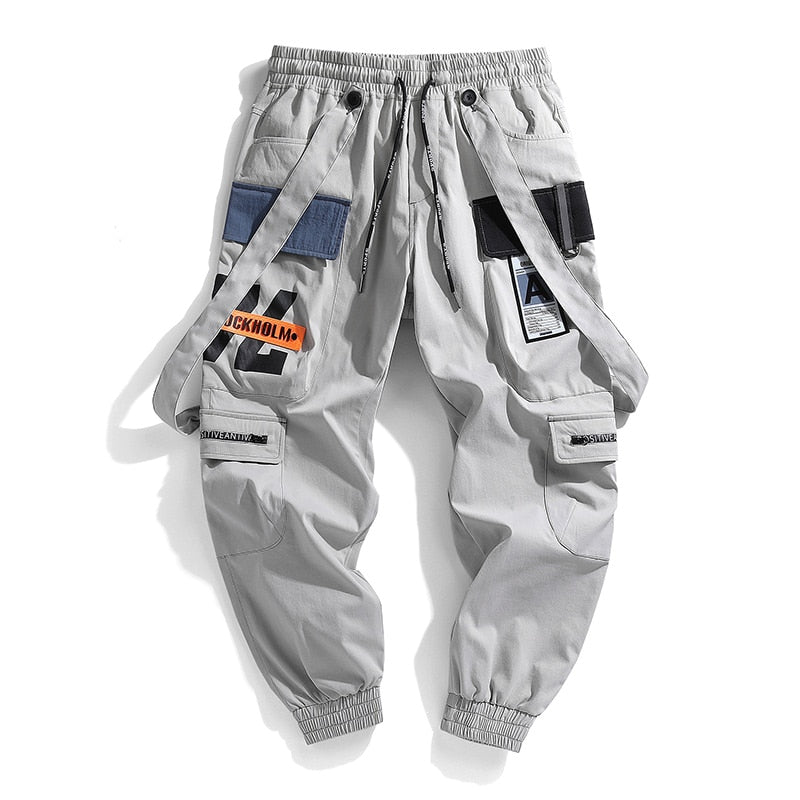 Men's Hip Hop Print Beam Foot Cargo Jogger Pants