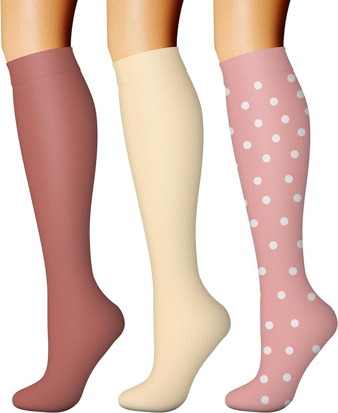 Sports Compression Socks – Long Tube Calf Socks for Running, Cycling & Skipping Rope (3 Double Pack)