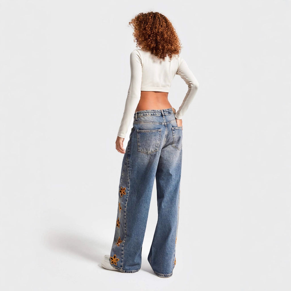 Women's High Waist Loose Water-Washed Jeans