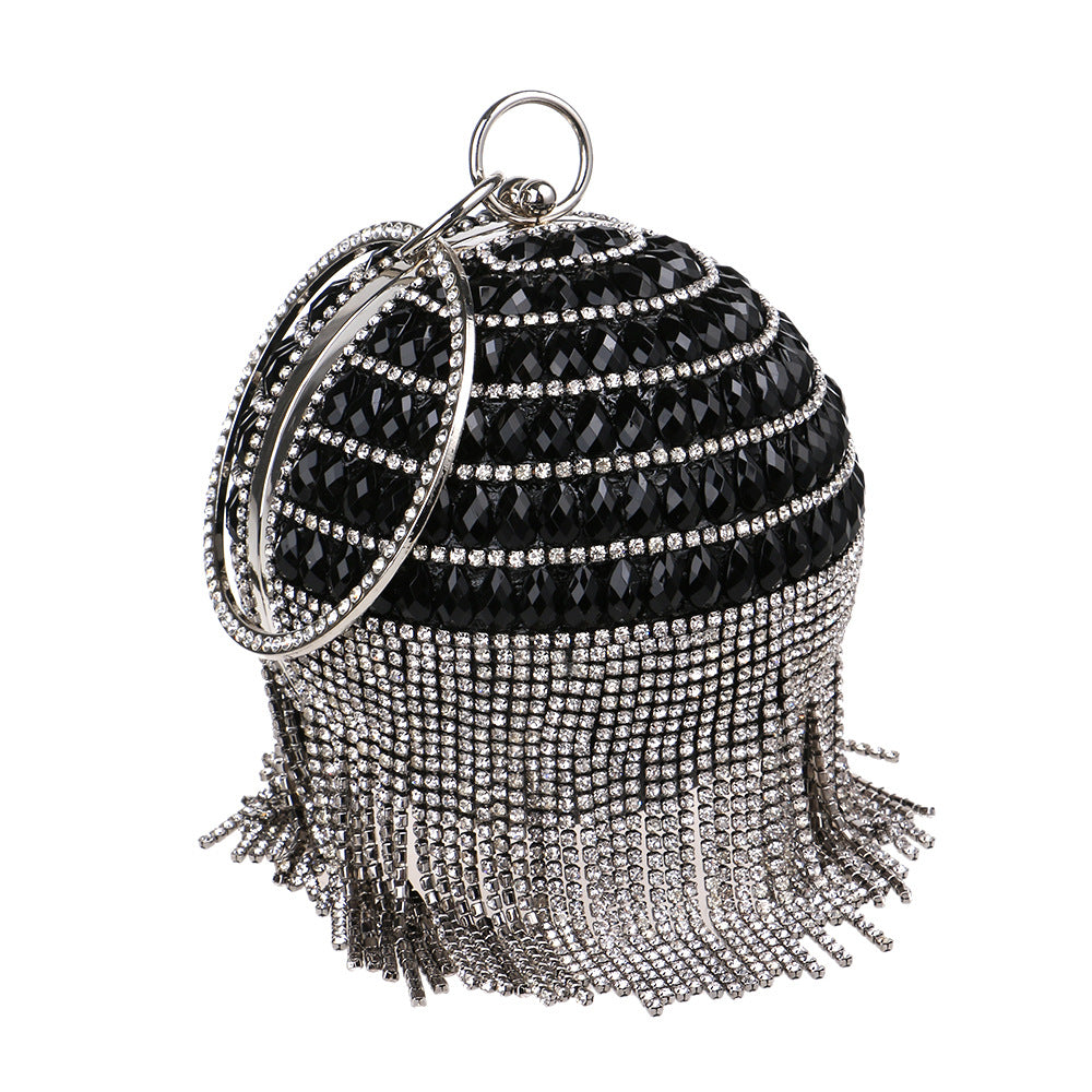 Fringe Ball Round Evening Bag