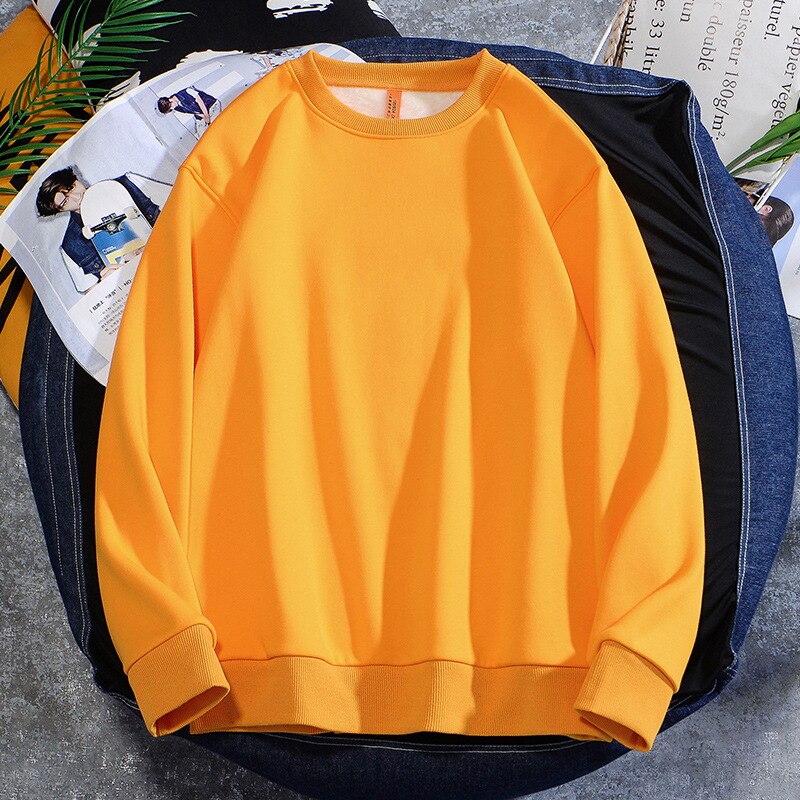 Men's Casual Cotton Fleece Round Neck Hoodie Sweatshirt – 14 Colours up to 5XL
