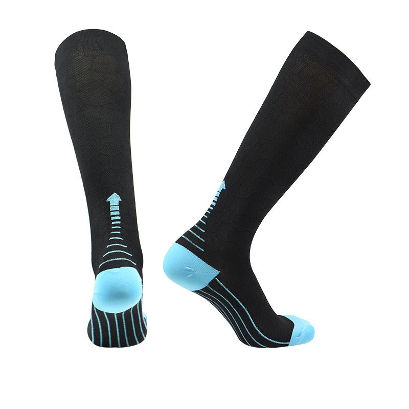 Unisex High Calf Compression Running Socks – Sweat-Wicking Nylon Sports Socks for Cycling & Marathon