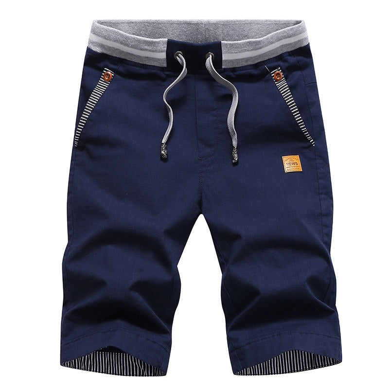 Men's Pure Cotton Straight-Leg Casual Pants – Button Detail