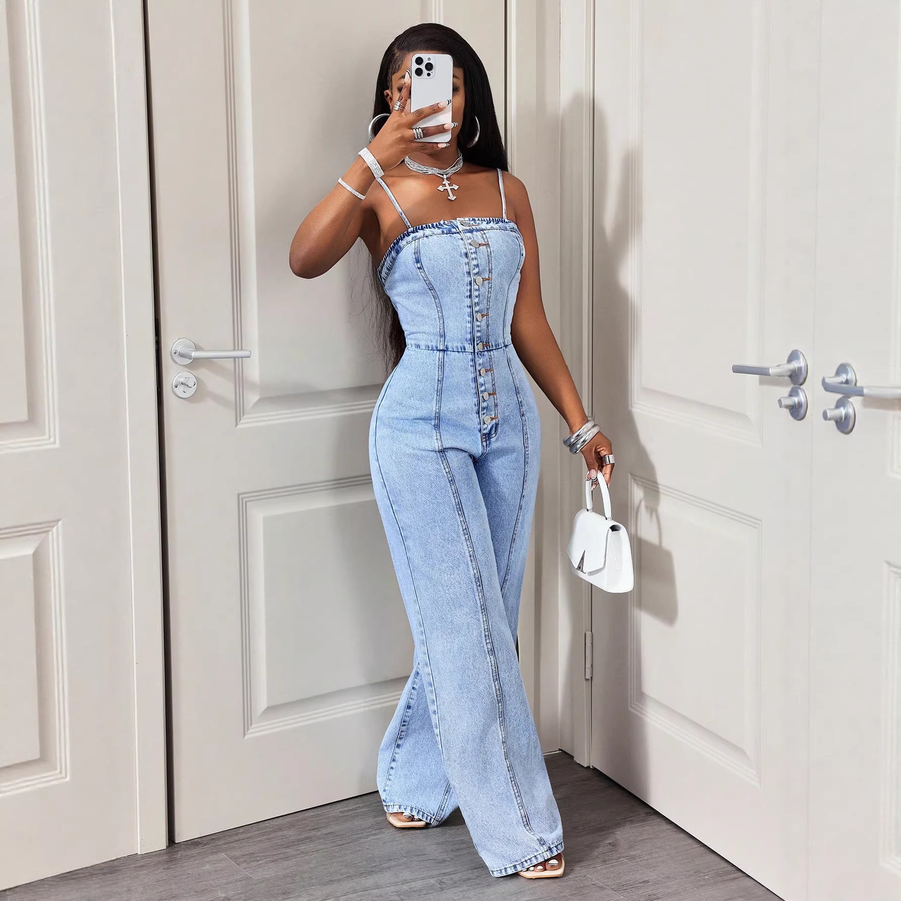 Women's Denim Suspender Jumpsuit