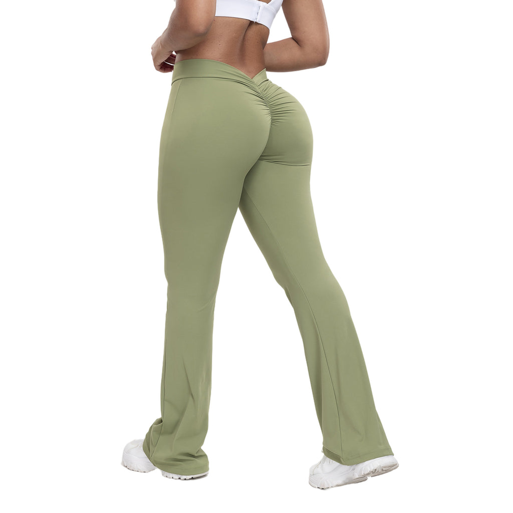 Women's High Waist Hip-Lift Trumpet Flare Pants — Yoga & Wide Leg Fitness Trousers