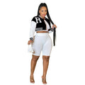 Women's Long-Sleeve Crop Top & Shorts 3-Piece Set