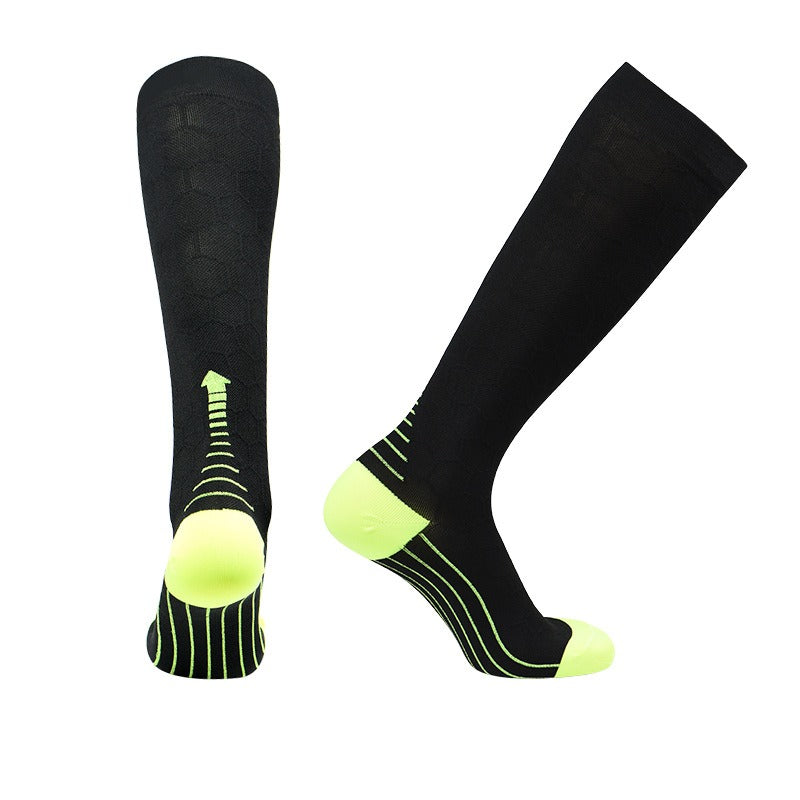 Unisex High Calf Compression Running Socks – Sweat-Wicking Nylon Sports Socks for Cycling & Marathon