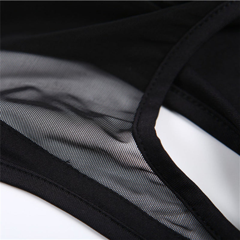 Women's Black Mesh Yoga Tank Top — Fitness Sports Bra Vest
